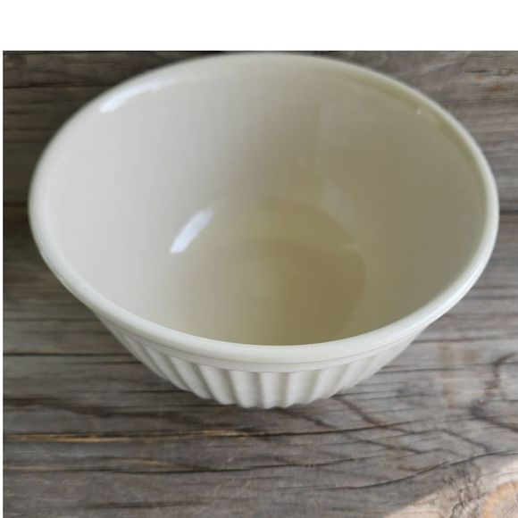 ANTIQUE Union Pacific Railroad Mixing Chefs Bowl 7" Stoneware Rib Cream Railway - Picture 4 of 9